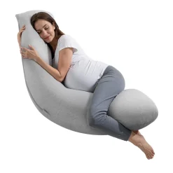 VEVOR Pregnancy Pillows for Side Sleeping, L-Shaped Maternity Pillow for Pregnant Women, Soft & Breathable Pregnancy Body Pillow with Washable Jersey Cover for Head Neck Belly Leg Support, Light Gray