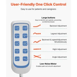 VEVOR Premium 5 Function Full Electric Hospital Bed, ICU Electric Medical Bed with Trendelenburg & Reverse Trendelenburg, 5