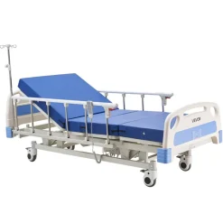 VEVOR Premium 3 Function Full Electric Hospital Bed, ICU Electric Medical Bed with Backrest, Legrest & Height Adjustment, 5" Locking Casters, High-Density Mattress for Home Hospital, 550LBS Loading