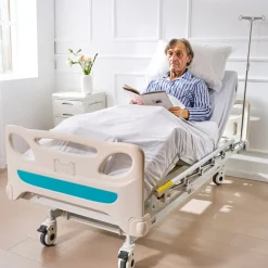 VEVOR Premium 3 Function Full Electric Hospital Bed, ICU Electric Medical Bed with Mattress & IV Pole, Handheld Controller and 5-Inch Locking Casters for Home Hospital Use, 440LBS Loading