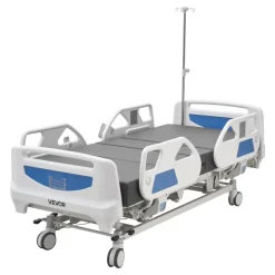 VEVOR Premium 5 Function Full Electric Hospital Bed, ICU Medical Bed with Cardiac Chair, CPR, Trendelenburg & Reverse Trendelenburg, Central Locking System with 5