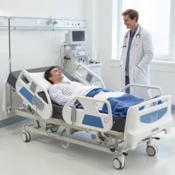 VEVOR Premium 5 Function Full Electric Hospital Bed, ICU Medical Bed with Cardiac Chair, CPR, Trendelenburg & Reverse Trendelenburg, Central Locking System with 5
