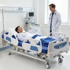 VEVOR Premium 5 Function Full Electric Hospital Bed, ICU Electric Medical Bed with Trendelenburg & Reverse Trendelenburg and Central Locking System with 5" Casters for Home Hospital, 550LBS Loading
