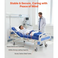 VEVOR Premium 2 Function Full Electric Hospital Bed, ICU Electric Medical Bed with Backrest & Legrest Adjustment, 5