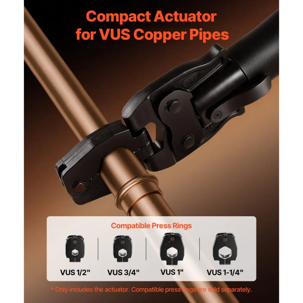 VEVOR Press Actuator for 24KN Compact Series Press Tools, Works with 1/2", 3/4", 1" & 1-1/4" Press Rings - Compatible with ProPress Copper Pipes (Ring NOT Included)