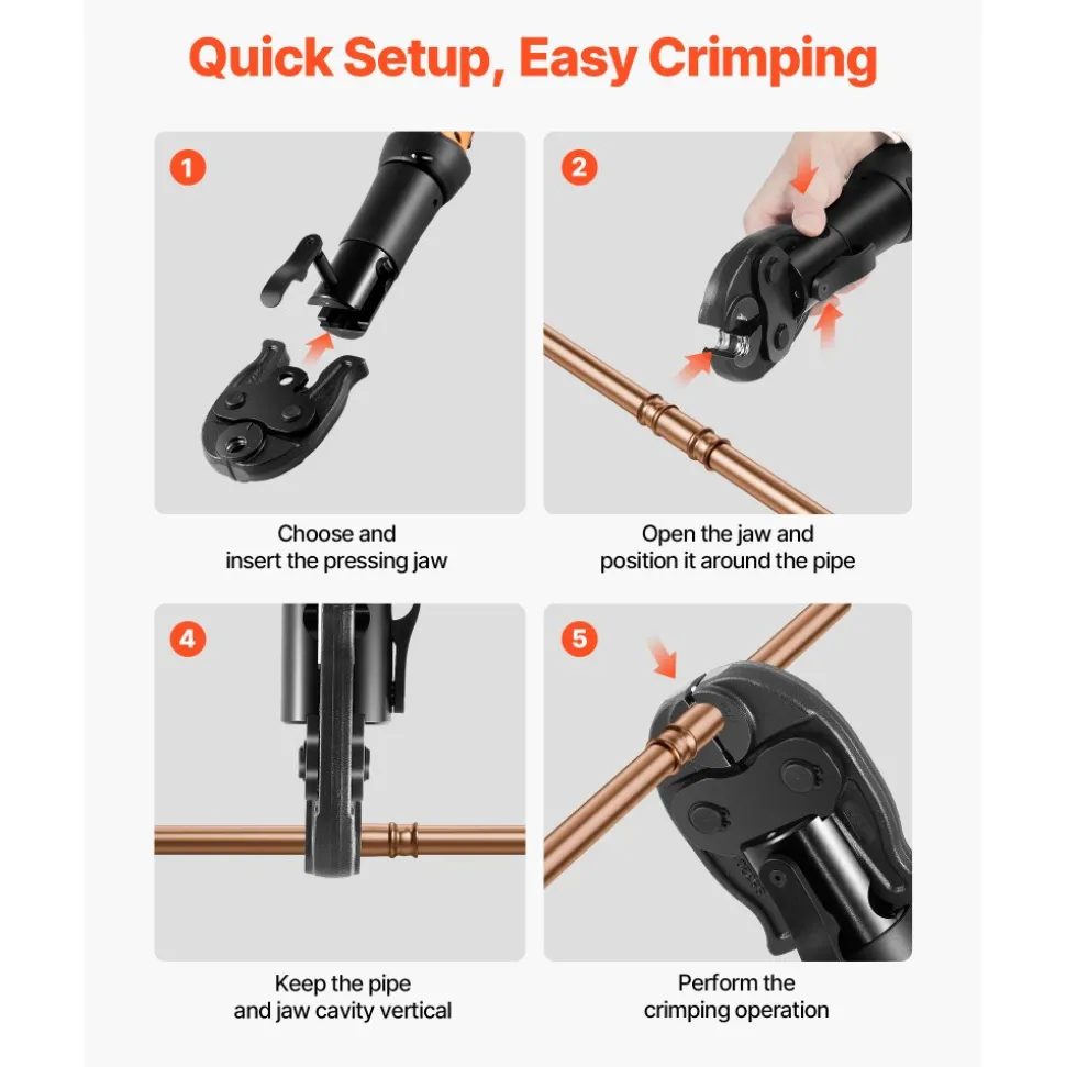VEVOR 1/2" Press Jaw for Compact Series Press Tools, 52 HRC Hardened Steel Pressing Jaw for High Pressure HVAC/R Applications - Compatible with 24KN Press Tools for RLS Copper Pipes Connections