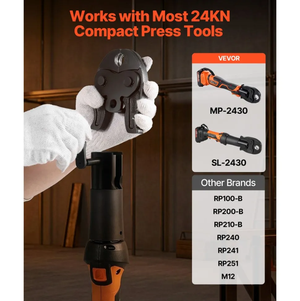 VEVOR 1/2" Press Jaw for 24KN Compact Series Press Tools, 52 HRC Hardened Steel Pressing Jaw - Compatible with ProPress Copper Pipes Connections