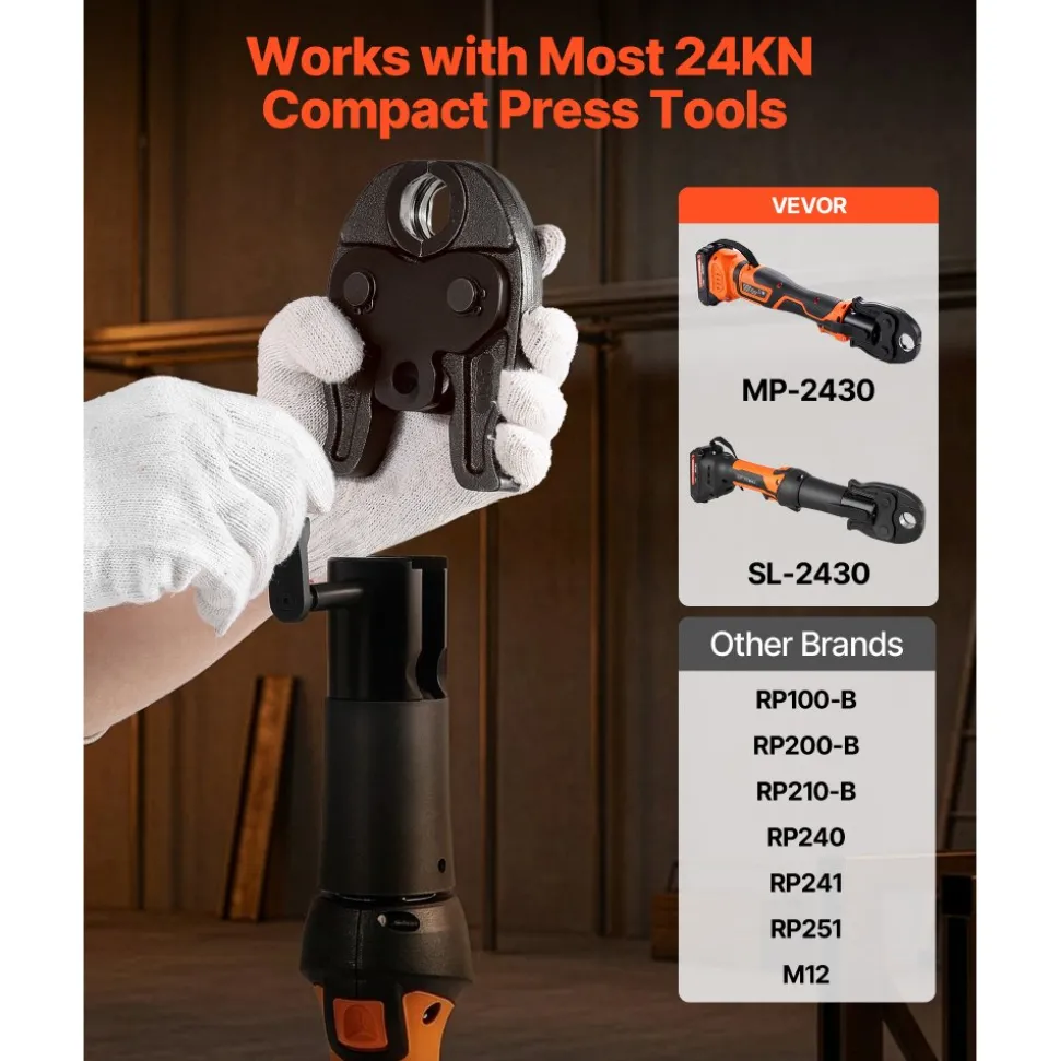VEVOR 3/4" Press Jaw for 24KN Compact Series Press Tools, 52 HRC Hardened Steel Pressing Jaw - Compatible with ProPress Copper Pipes Connections