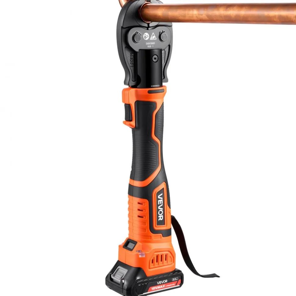 VEVOR Press Tool Kit, 18V Electric Pipe Crimping Tool for 1/2", 3/4", 1" Copper Tubes, 24KN Press Tool Compatible with ProPress - with 3 VUS Jaws, 2pcs 2AH Batteries, Fast Charger & Carrying Case