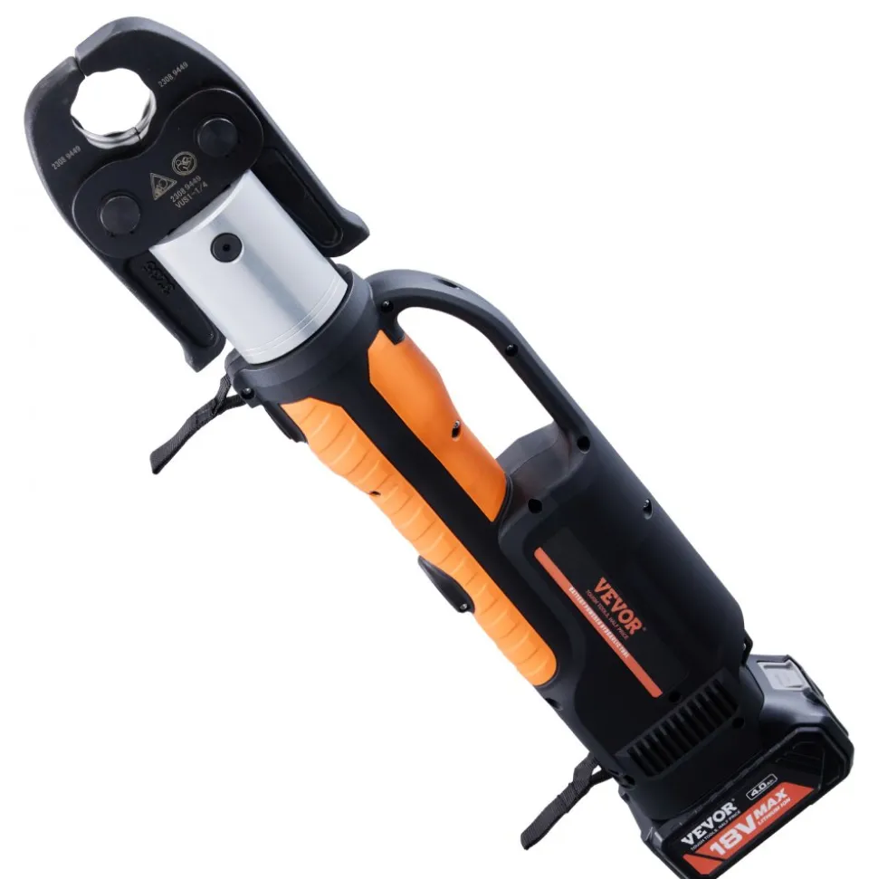 VEVOR Press Tool, 18V Electric Pipe Crimping Tool for 1/2" to 2" Copper Pipes, 32KN Press Tool Kit Compatible with ProPress - with 6 VUS Press Jaws, 2pcs 4AH Battery, Fast Charger & Carrying Case