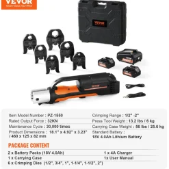 VEVOR Press Tool, 18V Electric Pipe Crimping Tool for 1/2