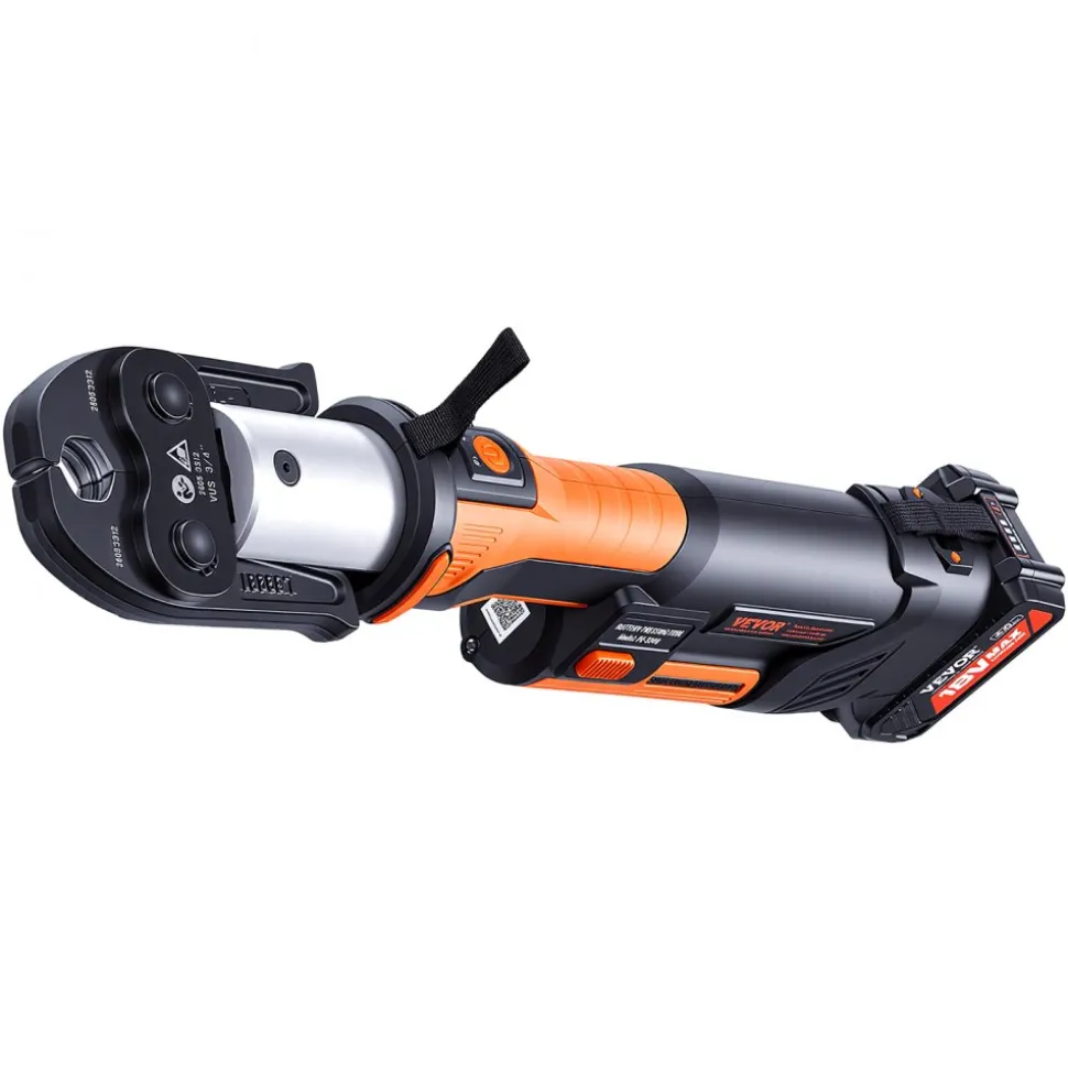 VEVOR Press Tool, 18V Electric Pipe Crimping Tool for 1/2”, 3/4”, 1”, 1 1/4", 1 1/2", 2" Copper Pipes, 32KN Press Tool Kit Compatible with ProPress - with Brushless Motor, 6 VUS Jaws, 2pcs 4AH Battery
