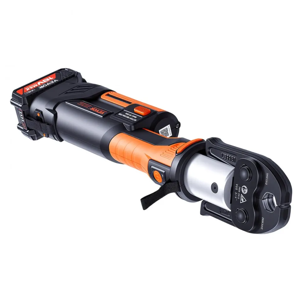 VEVOR Press Tool, 18V Electric Pipe Crimping Tool for 1/2”, 3/4”, 1”, 1 1/4", 1 1/2", 2" Copper Pipes, 32KN Press Tool Kit Compatible with ProPress - with Brushless Motor, 6 VUS Jaws, 2pcs 4AH Battery