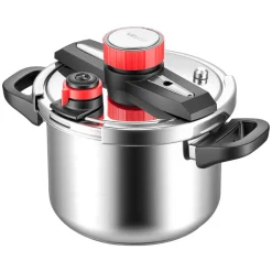 VEVOR Pressure Cooker, 6.3Qt Pressure Cooker Stainless Steel, Pressures Canner with Steaming Rack, Tempered Glass Lid, Three Pressures Settings for Meat, Beans, Rice, Soup, Sauces, Cook up to 100 kPa