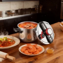 VEVOR Pressure Cooker, 6.3Qt Pressure Cooker Stainless Steel, Pressures Canner with Steaming Rack, Tempered Glass Lid, Three Pressures Settings for Meat, Beans, Rice, Soup, Sauces, Cook up to 100 kPa