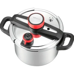 VEVOR Pressure Cooker, 6.3Qt Pressure Cooker Stainless Steel, Pressures Canner with Steaming Rack, Tempered Glass Lid, Three Pressures Settings for Meat, Beans, Rice, Soup, Sauces, Cook up to 100 kPa