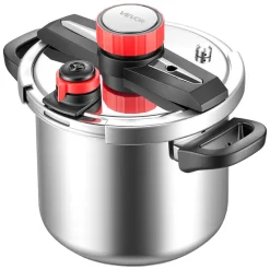 VEVOR Pressure Cooker, 8Qt Pressure Cooker Stainless Steel, Pressures Canner with Steaming Rack, Tempered Glass Lid, Three Pressures Settings for Meat, Beans, Rice, Soup, Sauces, Cook up to 100 kPa