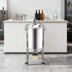 VEVOR Pressure Fermenter 15 PSI, 16 Gal/60L All-in-One Stainless Steel Conical Secondary Fermentation Bucket, with Cooling Tube, Yeast Slurry Collection Bottle, for Wine, Beer Brewing Equipment