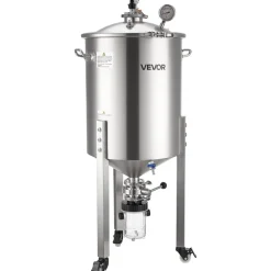 VEVOR Pressure Fermenter 15 PSI, 16 Gal/60L All-in-One Stainless Steel Conical Secondary Fermentation Bucket, with Cooling Tube, Yeast Slurry Collection Bottle, for Wine, Beer Brewing Equipment