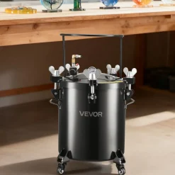 VEVOR Pressure Pot Tank, 10.6 Gal/40 L Heavy Duty Steel Air Tool Pressure Pot, Pressures Pots with Three Quick-Connect Couplers for Home Use, DIY, Art Creations, Large-Diameter Tank