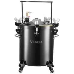 VEVOR Pressure Pot Tank, 10.6 Gal/40 L Heavy Duty Steel Air Tool Pressure Pot, Pressures Pots with Three Quick-Connect Couplers for Home Use, DIY, Art Creations, Large-Diameter Tank