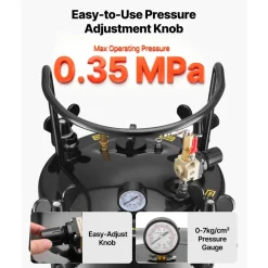 VEVOR Pressure Pot tank, 7.9 Gal/30 L Heavy Duty Steel Air Tool Pressure Pot, Pressures Pots with Three Quick-Connect Couplers for Home Use, DIY, Art Creations, Large-Diameter Tank