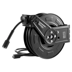 VEVOR Pressure Washer Hose Reel, 60 ft x 1/4 inch Retractable Power Heavy-Duty Steel Washer Hose Reel, 4000PSI Max, Auto-Rewinding, Flexible Wall/Floor Mounted for Car Washing,Garden,Floor Cleaning