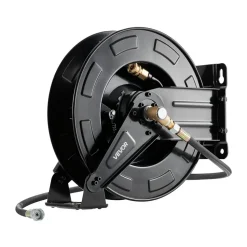 VEVOR Pressure Washer Hose Reel, 50 ft x 3/8 inch Retractable Power Heavy-Duty Steel Washer Hose Reel, 4000PSI Max, Auto-Rewinding, Flexible Wall/Floor Mounted for Car Washing,Garden,Floor Cleaning