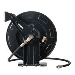 VEVOR Pressure Washer Hose Reel, 50 ft x 3/8 inch Retractable Power Heavy-Duty Steel Washer Hose Reel, 4000PSI Max, Auto-Rewinding, Flexible Wall/Floor Mounted for Car Washing,Garden,Floor Cleaning