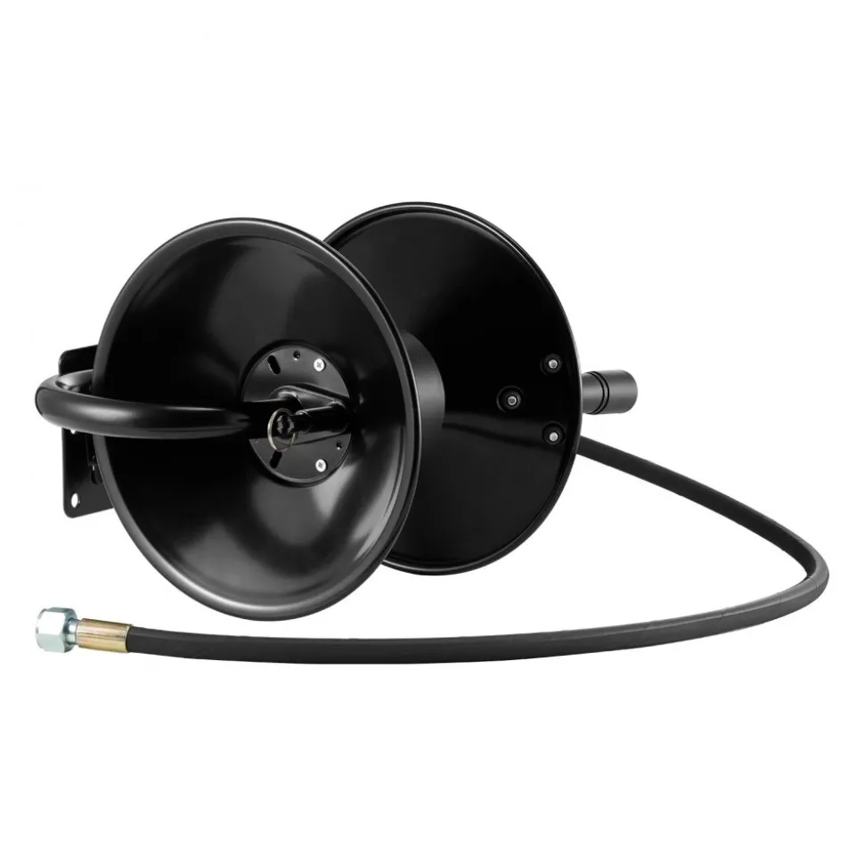 VEVOR Pressure Washer Hose Reel, 50 ft x 3/8 inch Heavy-Duty Steel Bracket-Mounted Pressure Hose Reel, Wall/Floor/Truck Mount, 4000PSI Max, Manual Power Hand Crank for Car/Floor Washing,Garden
