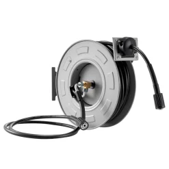 VEVOR Pressure Washer Hose Reel, 65 ft x 1/4 inch Retractable Power Heavy-Duty Steel Washer Hose Reel, 3200PSI Max, Auto-Rewinding, Flexible Wall/Floor Mounted for Car Washing,Garden,Floor Cleaning