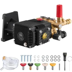 VEVOR Pressure Washer Pump, 1" Shaft Horizontal Triplex Plunger, 4400 PSI, 4.4GPM, Replacement Power Washer Pumps Kit with 5 Nozzles, Compatible with Simpson MorFlex 40224, 40225, 40226, Santoprene