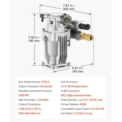 VEVOR Pressure Washer Pump, 3/4