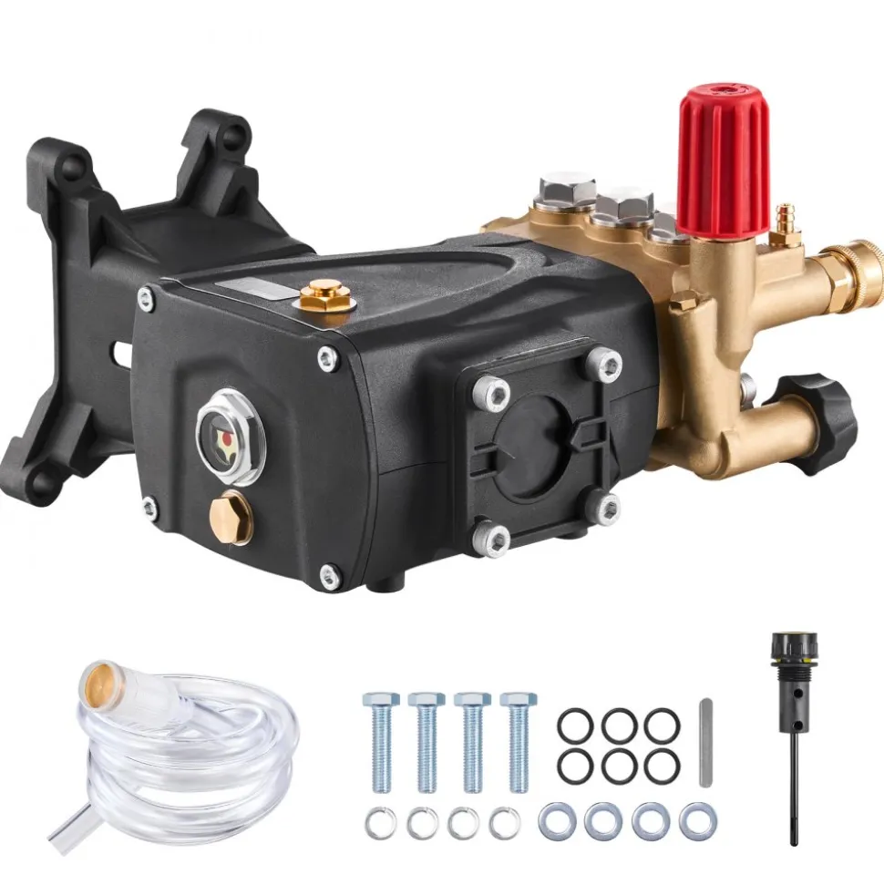VEVOR Pressure Washer Pump, 1" Shaft Horizontal Triplex Plunger, 4000 PSI, 4.0GPM, Replacement Power Washer Pumps Kit with Hardware, Compatible with Simpson MorFlex 40224, 40225, 40226, Santoprene