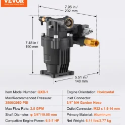 VEVOR Pressure Washer Pump, 3/4