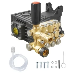 VEVOR Pressure Washer Pump, 1" Shaft Horizontal Triplex Plunger, 3600 PSI, 3.7 GPM, Replacement Power Washer Pumps Kit with Siphon Tube, Hardware, Compatible with Simpson MorFlex 40224, 40225, 40226