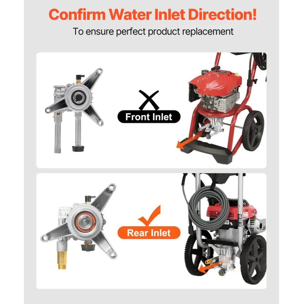 VEVOR Pressure Washer Pump, 7/8" Shaft Vertical, 2400 PSI, 2.5 GPM, Replacement Power Washer Pumps Kit with Hardware and Siphon Tube, Compatible with RYOBI, Honda, PowerStroke, Briggs and Stratton