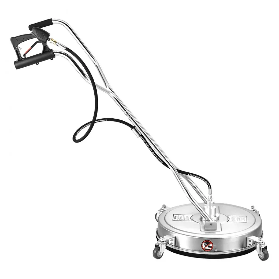 VEVOR 22" Pressure Washer Surface Cleaner, Stainless Steel Pressure Washer Attachments with 4 Wheels, 4500 Max PSI, 3/8 Quick Connector, 2 Spray Nozzles, Dual Handle, for Concrete, Patio, Sidewalk