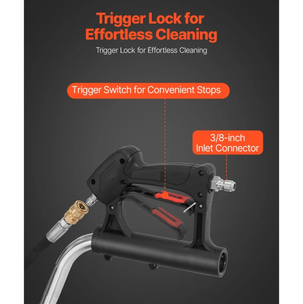 VEVOR 22" Pressure Washer Surface Cleaner, Stainless Steel Pressure Washer Attachments with 4 Wheels, 4500 Max PSI, 3/8 Quick Connector, 2 Spray Nozzles, Dual Handle, for Concrete, Patio, Sidewalk