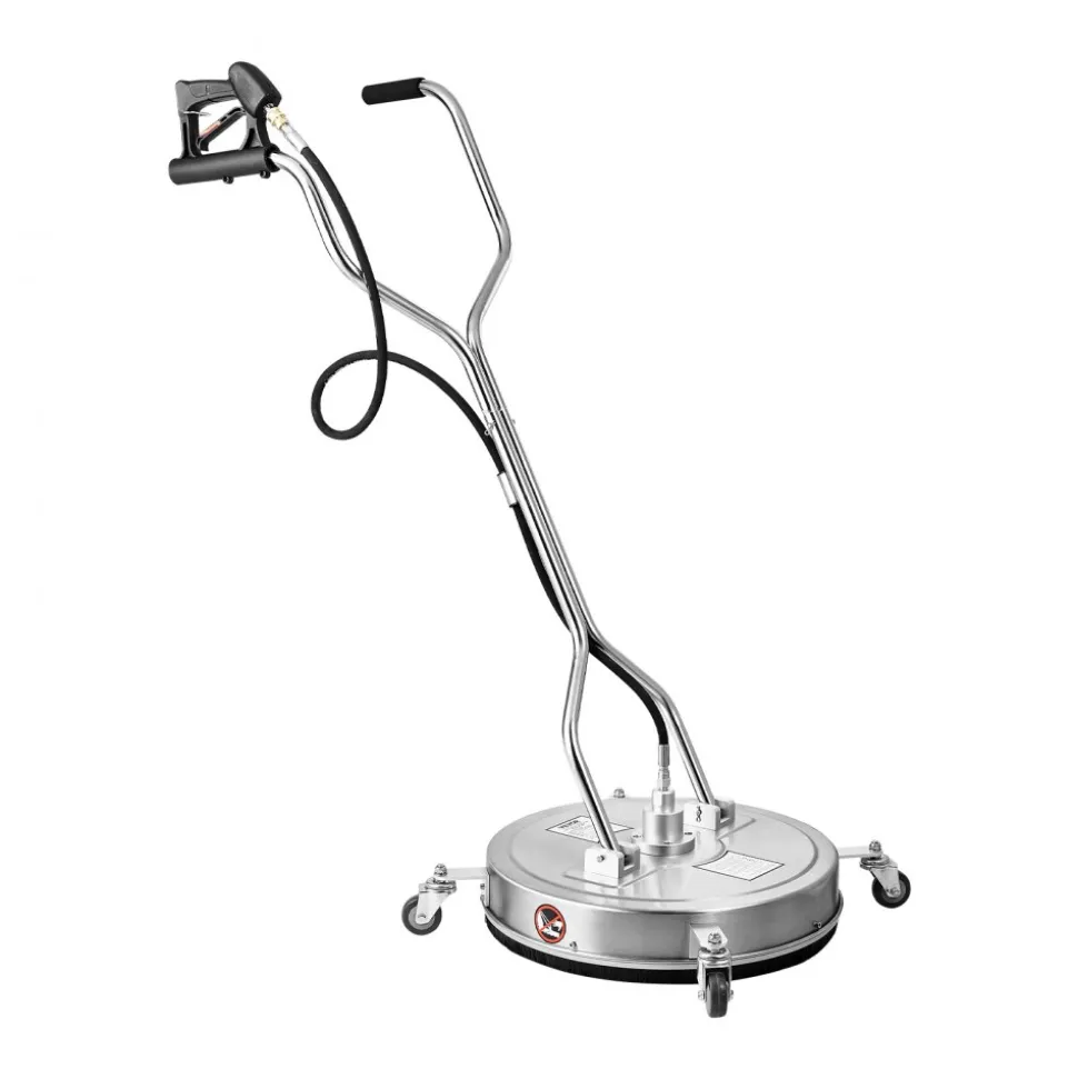 VEVOR 22" Pressure Washer Surface Cleaner, Stainless Steel Pressure Washer Attachments with 4 Wheels, 4500 Max PSI, 3/8 Quick Connector, 2 Spray Nozzles, Dual Handle, for Concrete, Patio, Sidewalk