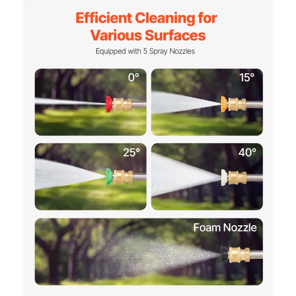VEVOR Pressure Washer Telescoping Wand, 18 ft, 4000 psi, Telescopic Spray Wand with Power Washer Extension Wands, Gutter Cleaner, Brush Head, 5 Spray Nozzle Tips, Adapter and Adjustable Support Belt