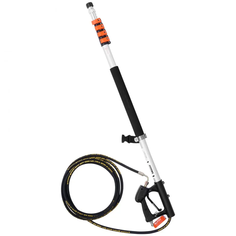 VEVOR Pressure Washer Telescoping Wand, 18 ft, 4000 psi, Telescopic Spray Wand with Power Washer Extension Wands, Gutter Cleaner, Brush Head, 5 Spray Nozzle Tips, Adapter and Adjustable Support Belt