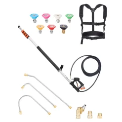 VEVOR Pressure Washer Telescoping Wand, 24 ft, 4000 psi, Telescopic Spray Wand with Power Washer Extension Wands, Gutter Cleaner, Pivoting Coupler, 7 Spray Nozzle Tips and Adjustable Support Harness