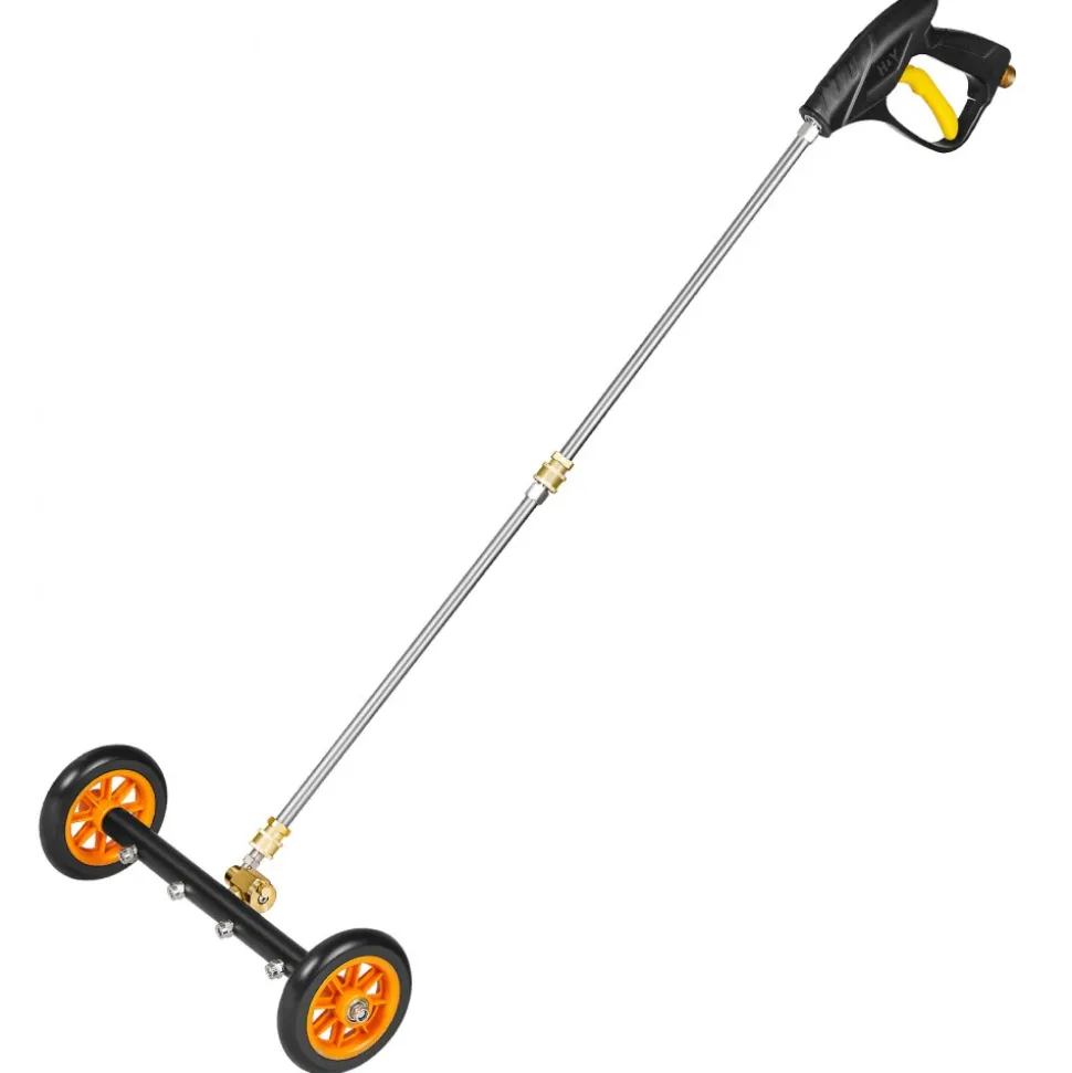 VEVOR 16" Pressure Washer Undercarriage Cleaner, Stainless Steel Surface Cleaner for Pressure Washer, 4000 Max PSI, Angle Adjustment Gear, 4 Spray Nozzles, 2 Extended Wands for Driveway, Patio, Deck