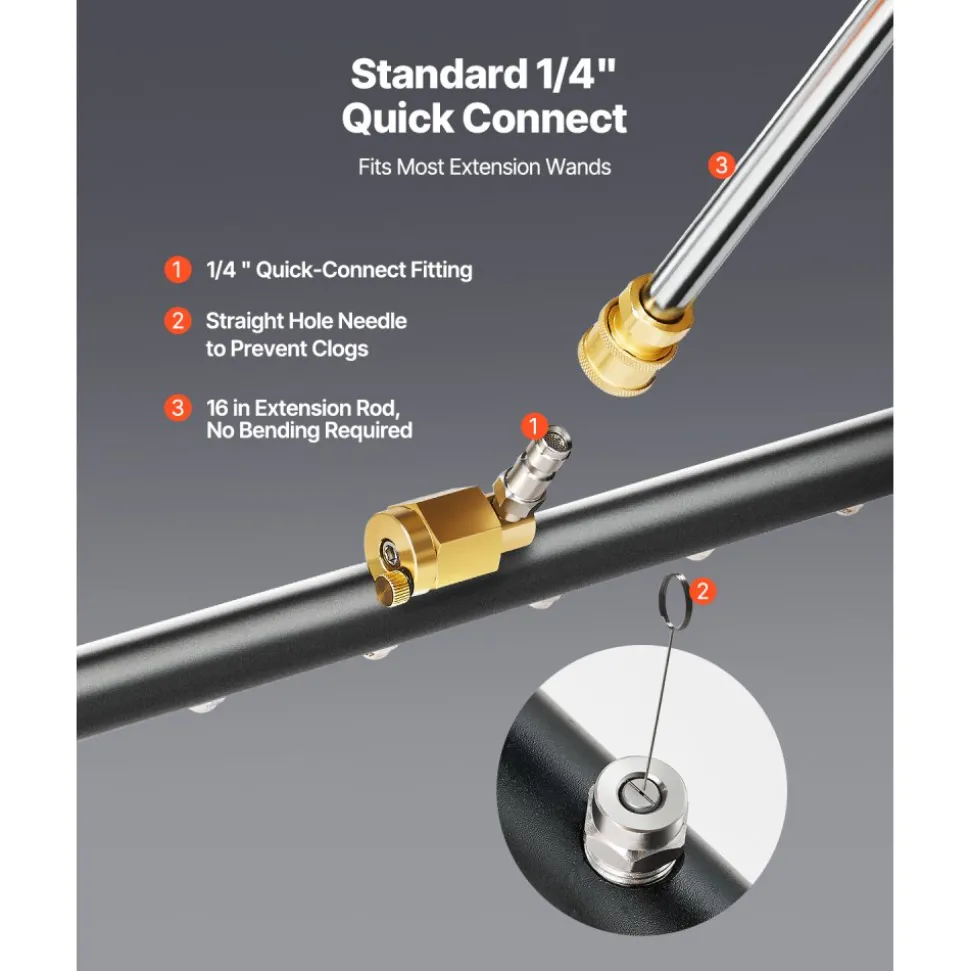 VEVOR 16" Pressure Washer Undercarriage Cleaner, Stainless Steel Surface Cleaner for Pressure Washer, 4000 Max PSI, Angle Adjustment Gear, 4 Spray Nozzles, 2 Extended Wands for Driveway, Patio, Deck