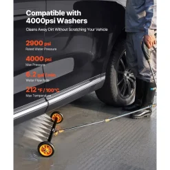 VEVOR 24" Pressure Washer Undercarriage Cleaner, Stainless Steel Surface Cleaner for Pressure Washer, 4000 Max PSI, Angle Adjustment Gear, 7 Spray Nozzles, 2 Extended Wands for Driveway, Patio, Deck