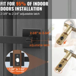 VEVOR Privacy Door Handle, 10 Pack Matte Black Door Lever, Left or Right Handing Reversible Lever with Keyless Lock, 45° Rotation to Open, Universal Square Interior for Bedroom and Bathroom Doors