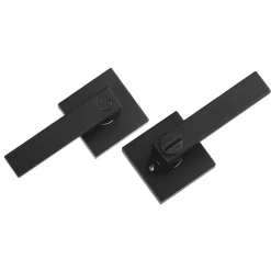 VEVOR Privacy Door Handle, 10 Pack Matte Black Door Lever, Left or Right Handing Reversible Lever with Keyless Lock, 45° Rotation to Open, Universal Square Interior for Bedroom and Bathroom Doors