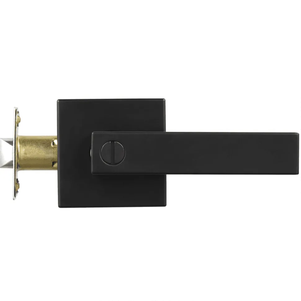 VEVOR Privacy Door Handle, 5-Pack Matte Black Door Lever, Right or Left Handing Reversible Lever with Keyless Lock, 45° Rotation to Open, Universal Square Interior for Bathroom and Bedroom Doors