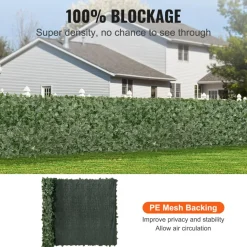 VEVOR Privacy Ivy Fence, 59 x 118in Artificial Green Wall Screen, Greenery Ivy Fence with Mesh Cloth Backing and Strengthened Joint, Faux Hedges Vine Leaf Decoration for Outdoor Garden, Yard, Balcony